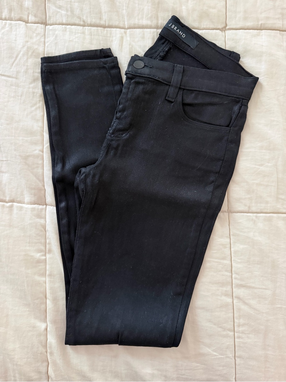J Brand Black Laquer Super Skinny Jeans